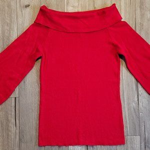 Worthington Off Shoulder Red Sweater L/S Size M
